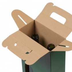 Kartona kaste divām vīna pudelēm 167*85*337mm, zaļā