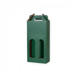 Kartona kaste divām vīna pudelēm 167*85*337mm, zaļā