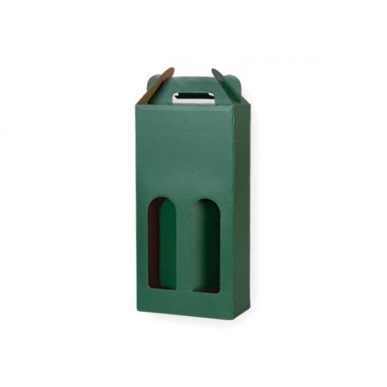 Kartona kaste divām vīna pudelēm 167*85*337mm, zaļā