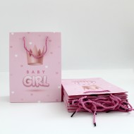 Dāvanu maiss ar virves rokturiem, BABY GIRL,18*24*8,5 cm, 12gab.