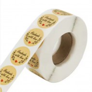 Наклейки HANDMADE WITH LOVE d-2,5см, 500шт.