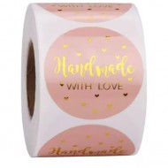 Uzlīmes HANDMADE WITH LOVE d-3,8cm, 500gab.