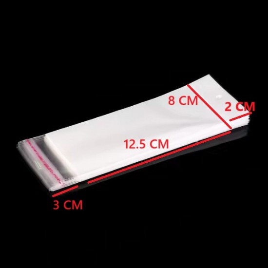 Bags with hole and self-adhesive film OPP 8*12.5cm, 100pcs
