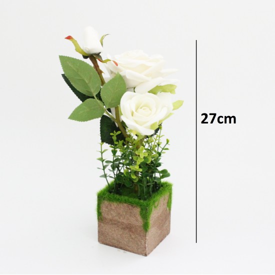 Mākslīgais zieds roze h27cm, "white"