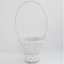 Basket with Handle, White, 25×H25/60 cm 1pcs