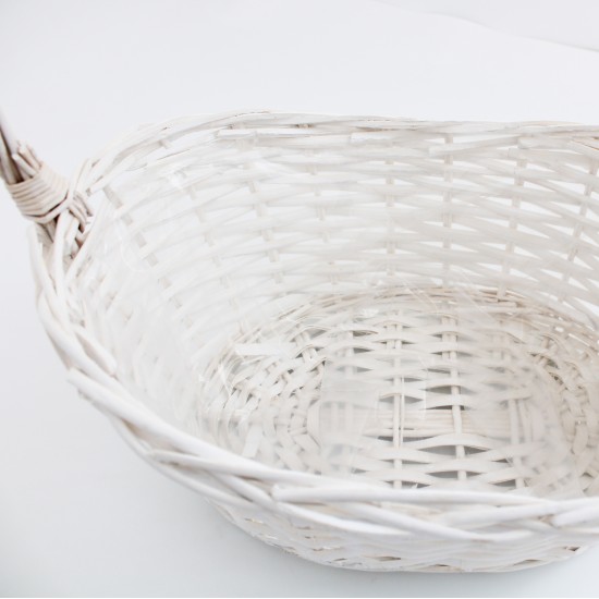 Balts pīts grozs ar rokturi, 1 gab.