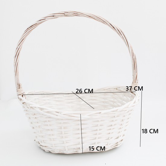 Balts pīts grozs ar rokturi, 1 gab.