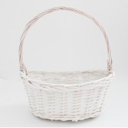 Basket with Handle, White, 30×H15/35 cm 1pcs