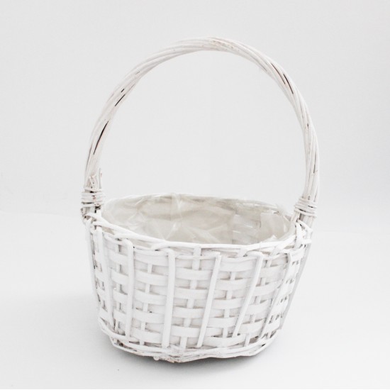 Pīts grozs ar rokturi, balts, 20×18×H11/28 cm., 1gab.