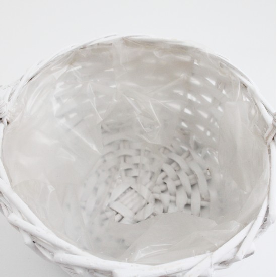 Pīts grozs ar rokturi, balts, 20×18×H11/28 cm., 1gab.