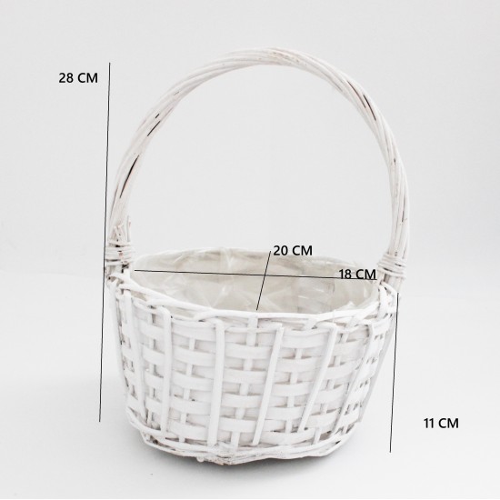 Pīts grozs ar rokturi, balts, 20×18×H11/28 cm., 1gab.