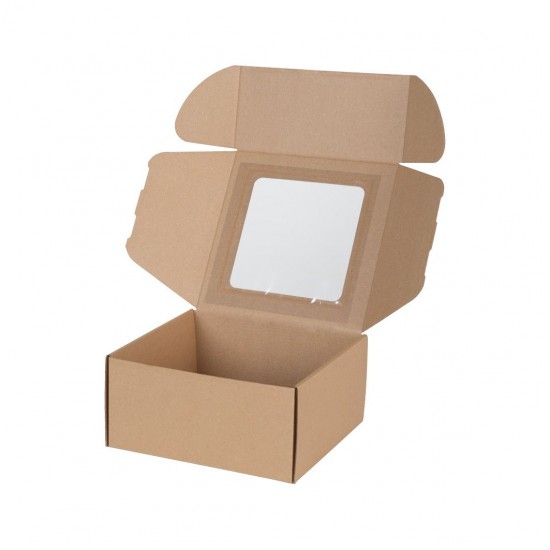 Коробка с окном 200*200*100мм, FEFCO 0427, 3 слоя, Пакомат - размер М, +100шт.