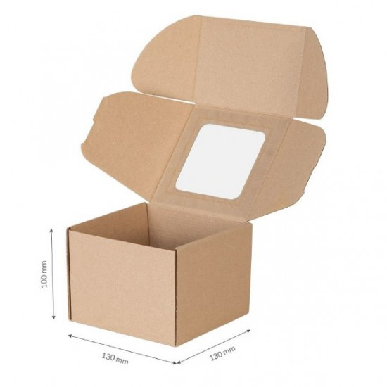 Boxes with window 130*130*100mm kraft FEFCO 0427