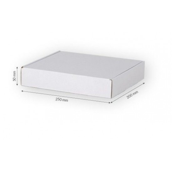 Kartona kaste 250x200x50mm, FEFCO 0427, Baltā krāsa, 3 slāņu, pakomāts - S izmērs, + 10gab.