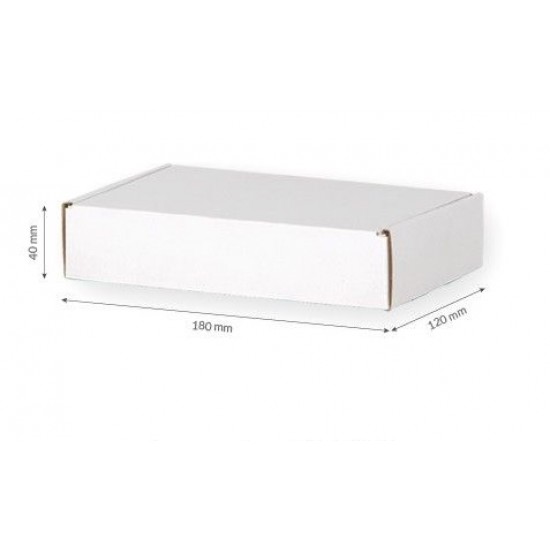 Cardboard box 180x120x40mm, FEFCO 0427, White color, 3-layer, parcel locker - size S, + 10pcs