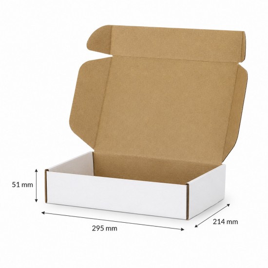 Kartona kaste FEFCO 0427 310 x 220 x 55 mm, baltā krāsa, 10 gab