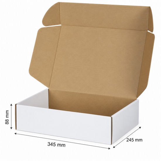 Kartona kaste FEFCO 0427 350x250x90 mm, baltā krāsa