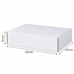 Kartona kaste FEFCO 0427 350x250x90 mm, baltā krāsa