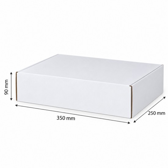 Kartona kaste FEFCO 0427 350x250x90 mm, baltā krāsa