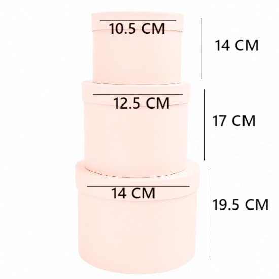 Flower boxes powder pink, set 3 pcs.