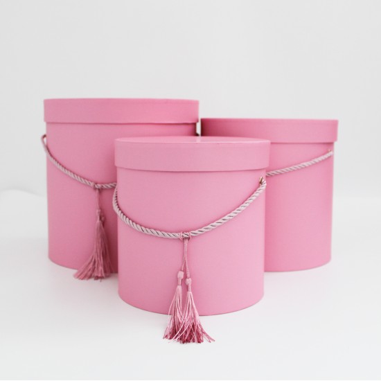 Ziedu kastes kompleks ar otiņu, rozā krāsā ,3gab.