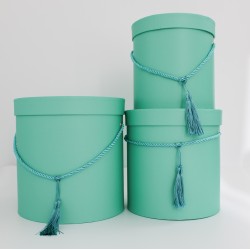 Ziedu kastes kompleks ar otiņu, tiffany krāsā ,3gab.