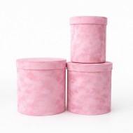 Бархатные коробки для цветов XL набор розовые, 3 шт.