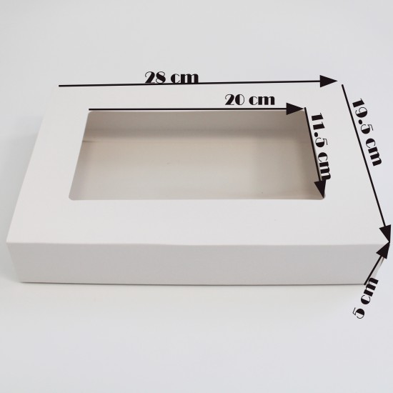 Kartona kastes ar logu 28*19.5*5cm, "white"12gab.