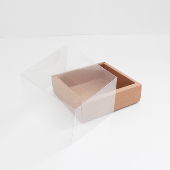 Saliekamā Kaste ar Caurspīdīgu Vāku, kraft krāsa, 17 × 17 × 5 cm, 12 gab.