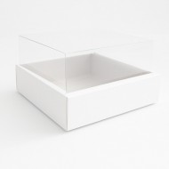 Foldable Gift Boxes with Transparent Lid, White, 17×17x5cm, 12 pcs.