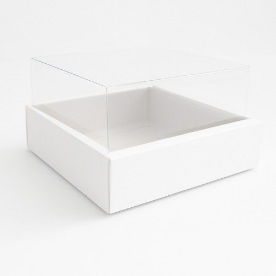 Складные коробки с прозрачной крышкой, белые, 17 × 17 × 5 см, 12 шт.