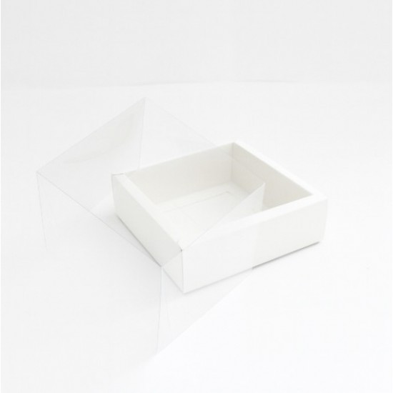 Складные коробки с прозрачной крышкой, белые, 17 × 17 × 5 см, 12 шт.