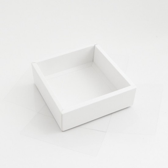 Складные коробки с прозрачной крышкой, белые, 17 × 17 × 5 см, 12 шт.