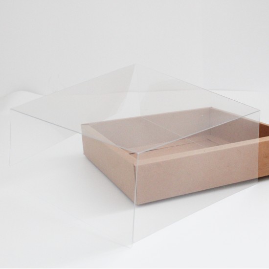 Складные коробки с прозрачной крышкой, kraft, 24 × 24 × 5 см, 12 шт.