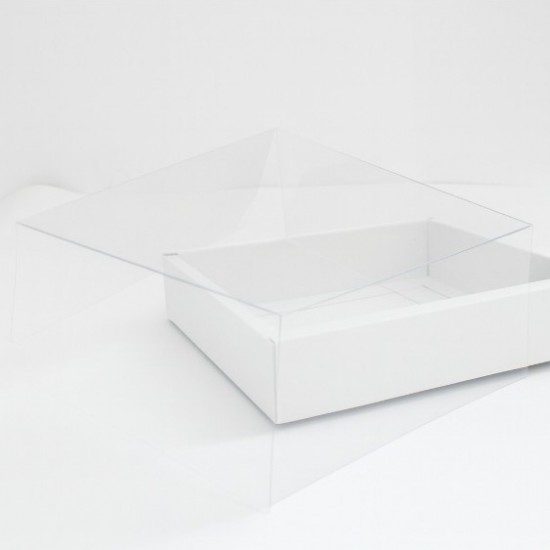 Складные коробки с прозрачной крышкой, белые, 24 × 24 × 5 см, 12 шт.