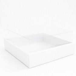 Складные коробки с прозрачной крышкой, белые, 24 × 24 × 5 см, 12 шт.