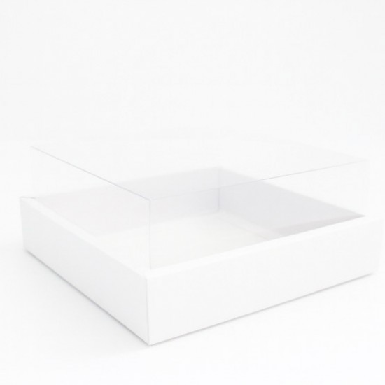 Складные коробки с прозрачной крышкой, белые, 24 × 24 × 5 см, 12 шт.