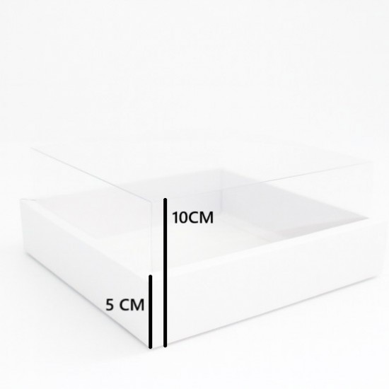 Складные коробки с прозрачной крышкой, белые, 24 × 24 × 5 см, 12 шт.