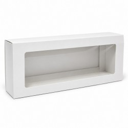 Balta izvelkama dāvanu kastīte ar logu, 27×11,5×5 cm, 12 gab.