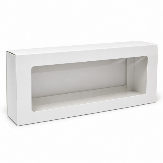 Balta izvelkama kastīte ar logu, 27×11,5×5 cm, 12 gab.