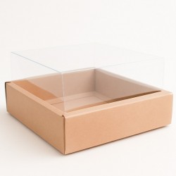 Складные коробки с прозрачной крышкой, kraft, 17 × 17 × 5 см, 12 шт.