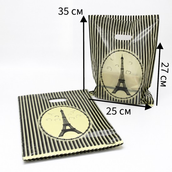 Plastmasas maisiņš ar izgrieztu rokturi, 25×27+8 cm (100 gab.)
