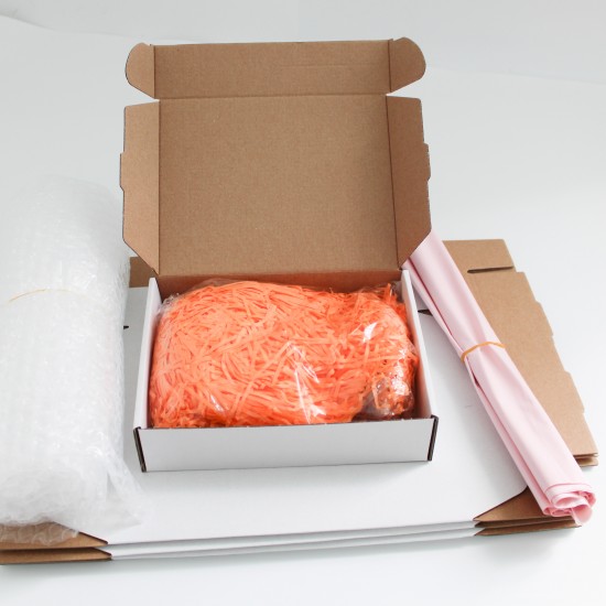Ready to ship packing set for Online Order: boxes 20*15*5cm., 5pcs.+bubble film 1m., +courier bags 5pcs., +filler 2pack.