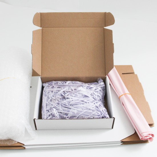 Ready to ship packing set for Online Order: boxes 20*15*5cm., 5pcs.+bubble film 1m., +courier bags 5pcs., +filler 2pack.