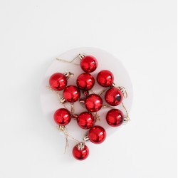 Dekors Ziemassvētku rotājumi bumbas, d-2.5cm.,12gab, "red"