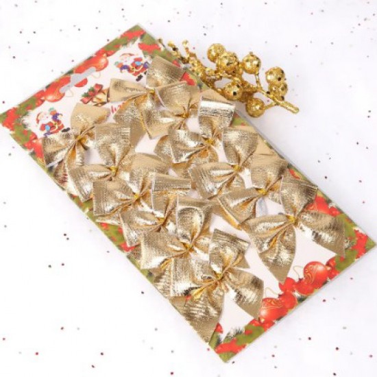 Dekors Ziemasvētku rotajumi bantītes 12gab., 5*5cm., gold"