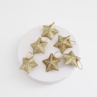 Декоративные Рождественские звездочки, 6шт. d-2,5см., "gold"
