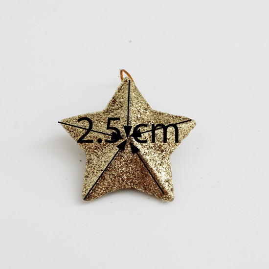 Декоративные Рождественские звездочки, 6шт. d-2,5см., "gold"