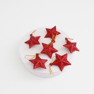Декоративные Рождественские звездочки, 6шт., d-2,5см.,"red"