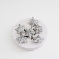 Декоративные Рождественские звездочки, 6шт.,d-2,5см., "silver"